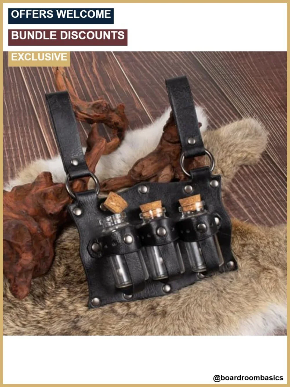 5Pc Renaissance Corset Belt Kit Medieval Dice Pouch Potion Bottle PU Leather